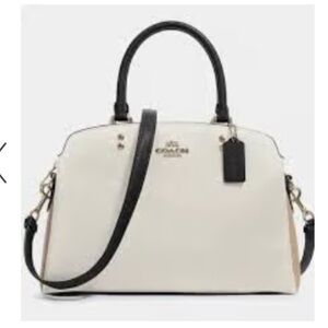 COACH LILLIE COLOR BLOCK CARRY ALL. Winter white and Brown Leather. Great Size.